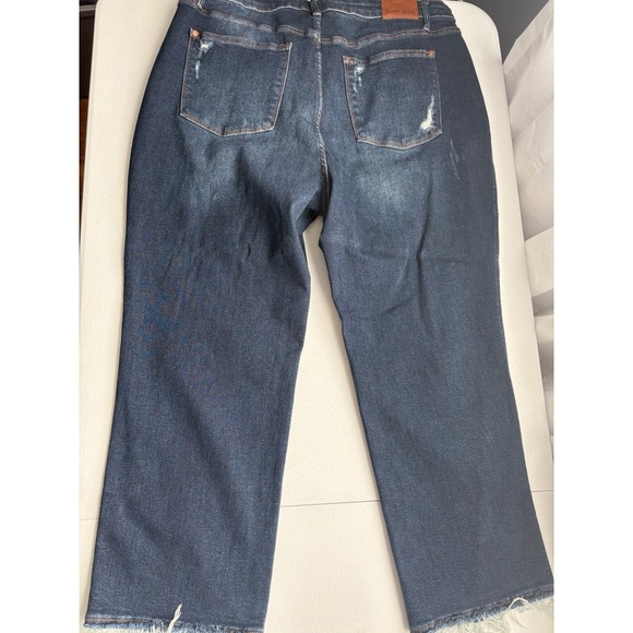 Judy Blue Los Angeles Womens 22W Dark Wash Distressed Straight Jeans - Picture 5 of 7